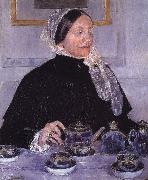 Mary Cassatt, Woman beside tea-table